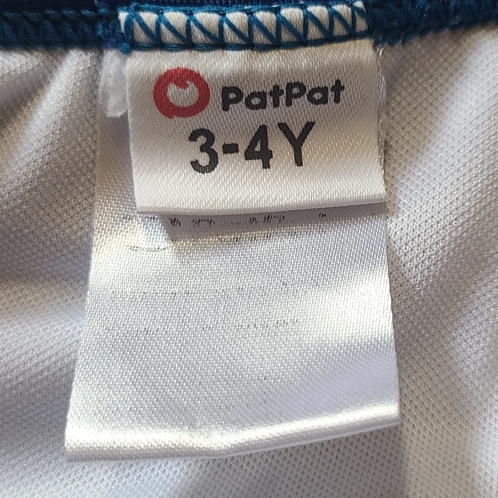 PatPat Girls 3-4Y Blue Geometric One-Shoulder Ruffle Swimsuit Cutout